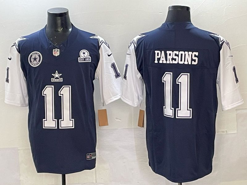 Men 2025 Nike Dallas Cowboys #11 Parsons Drak Blue 4th generation Limited NFL Jersey 03